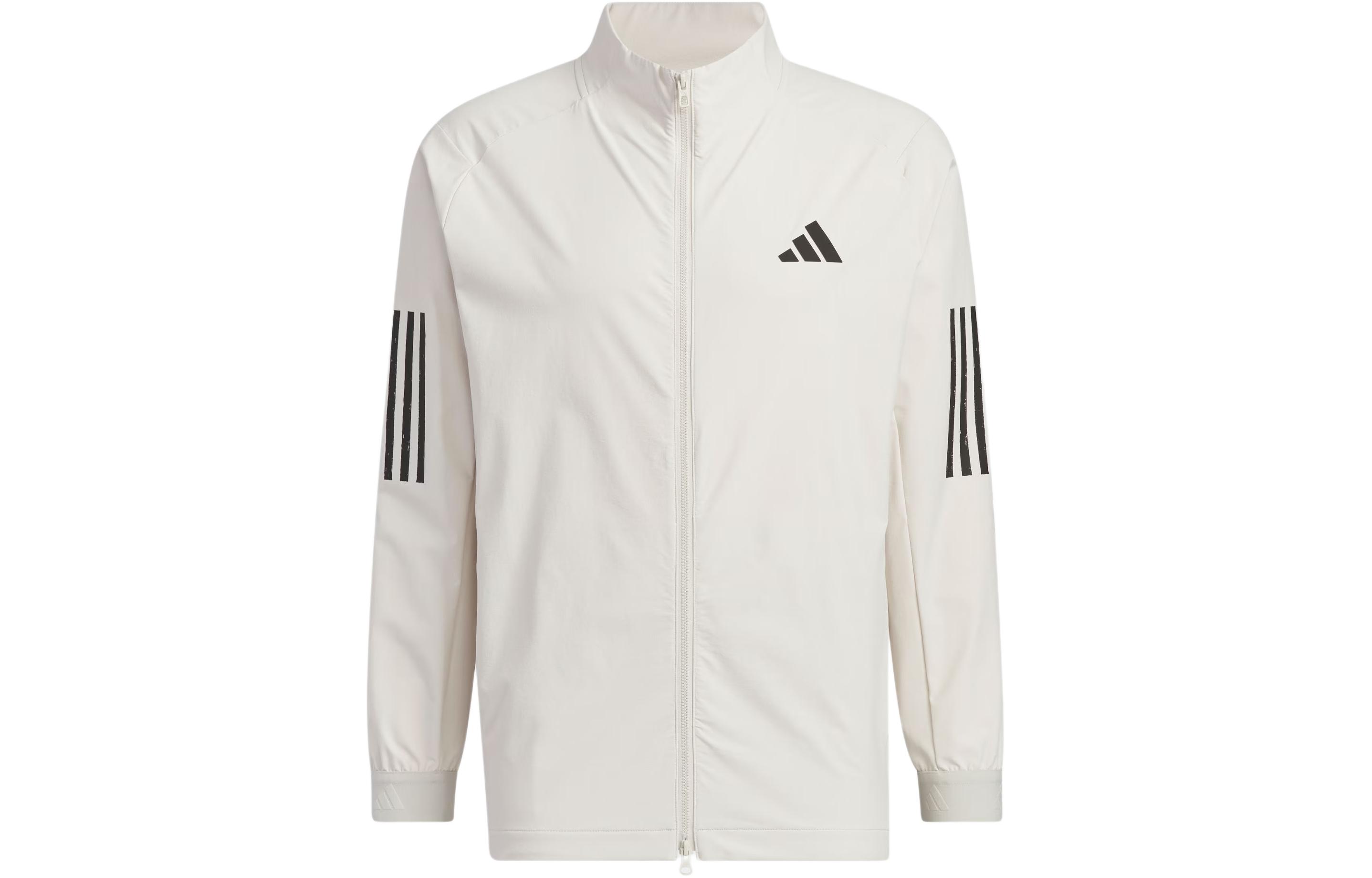 adidas 4-Way Stretch Retro Golf Jacket Brown Men’s Sportswear Tricolor Stripes IN6596