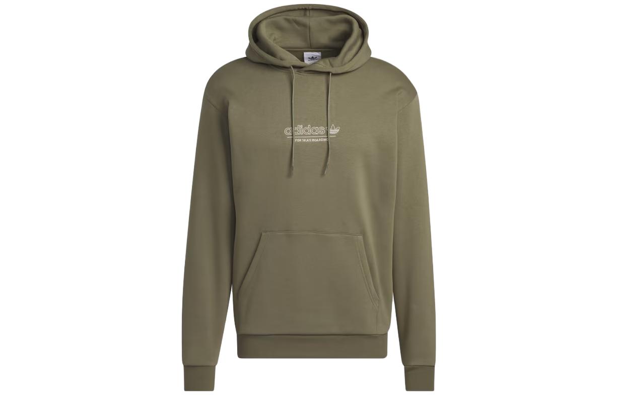 adidas 40 Strike Through Olive Green Hoodie Letter Logo Print Pullover HS3037