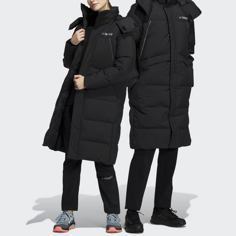 adidas 800 Fill Power Long Down Jacket Unisex Winter Outdoor - Black HM9710 圖 4