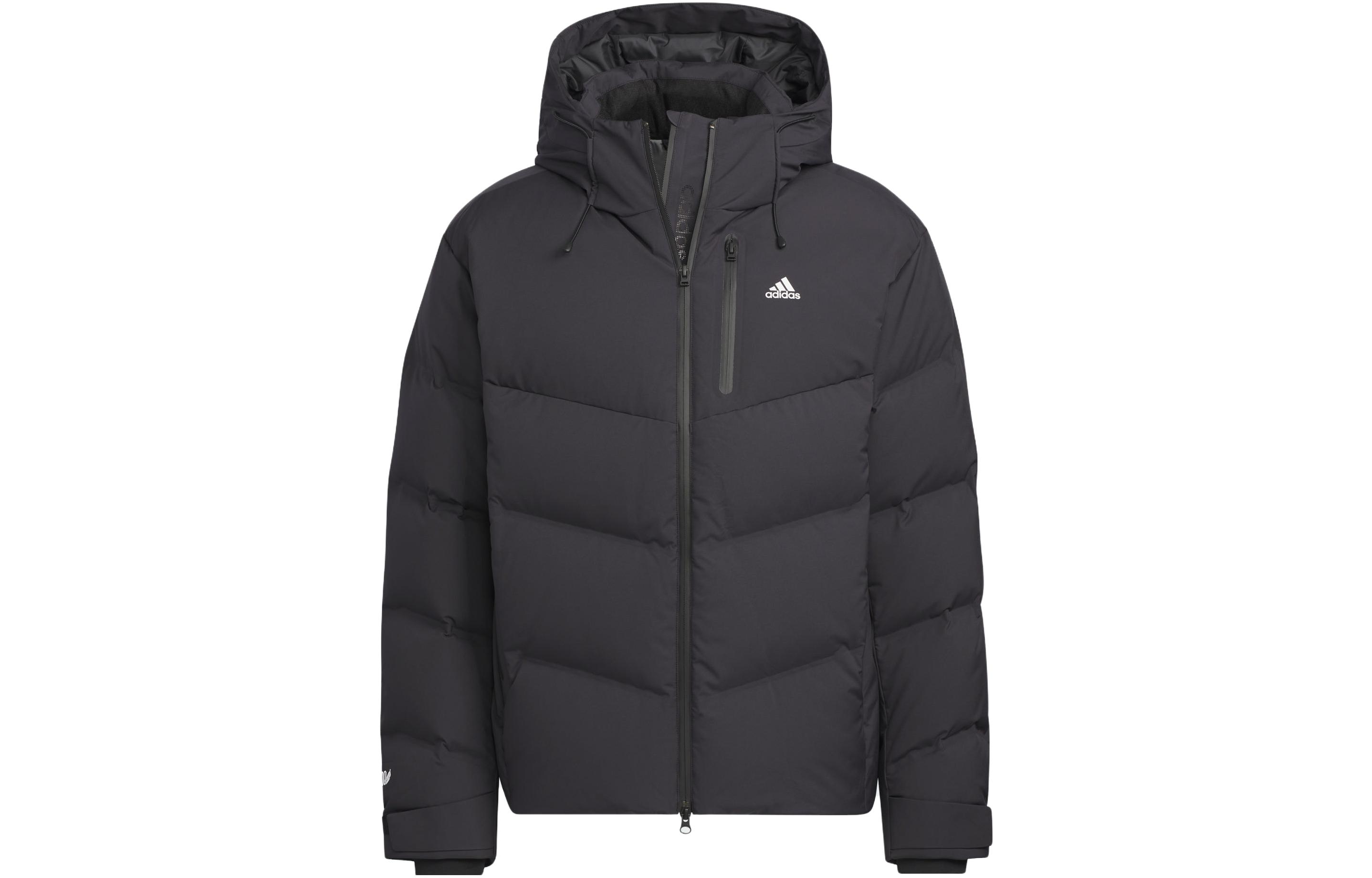 adidas 800 Fill Power Unisex Black Puffer Down Jacket with Hoodie. IW0782