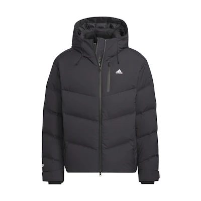 adidas 800 Fill Power Unisex Black Puffer Down Jacket with Hoodie. IW0782