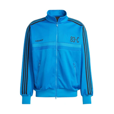 adidas 83-C Blue Retro Track Jacket with Embroidered Logo and Stripes for Men IA2468