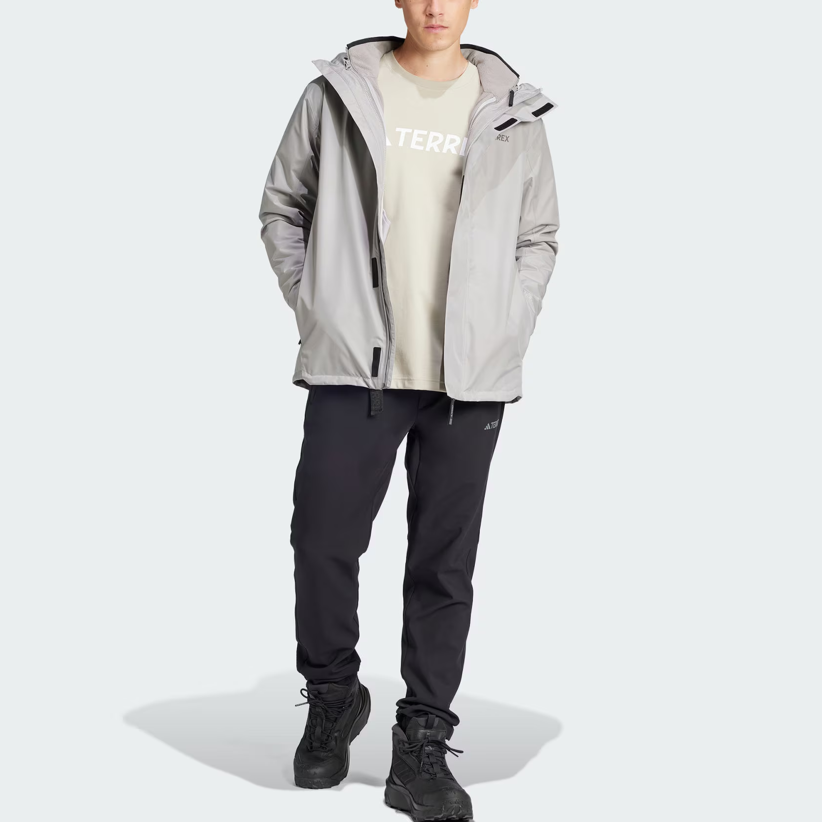 Lookbook Jaket adidas 3-in-1 Fleece Outdoor Tahan Air & Angin - Abu Es IX5627