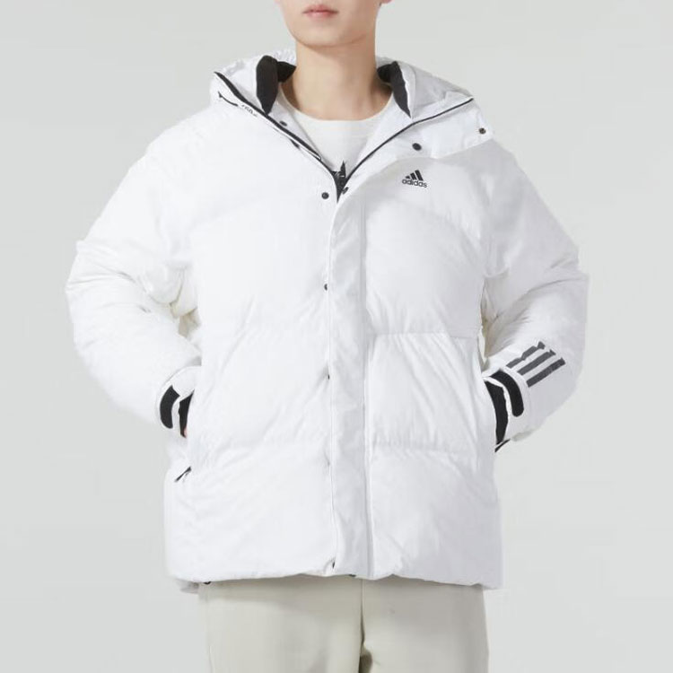 Shop adidas  650 Fill Down Jacket Outdoor Windproof Warm Coat White. IL8925