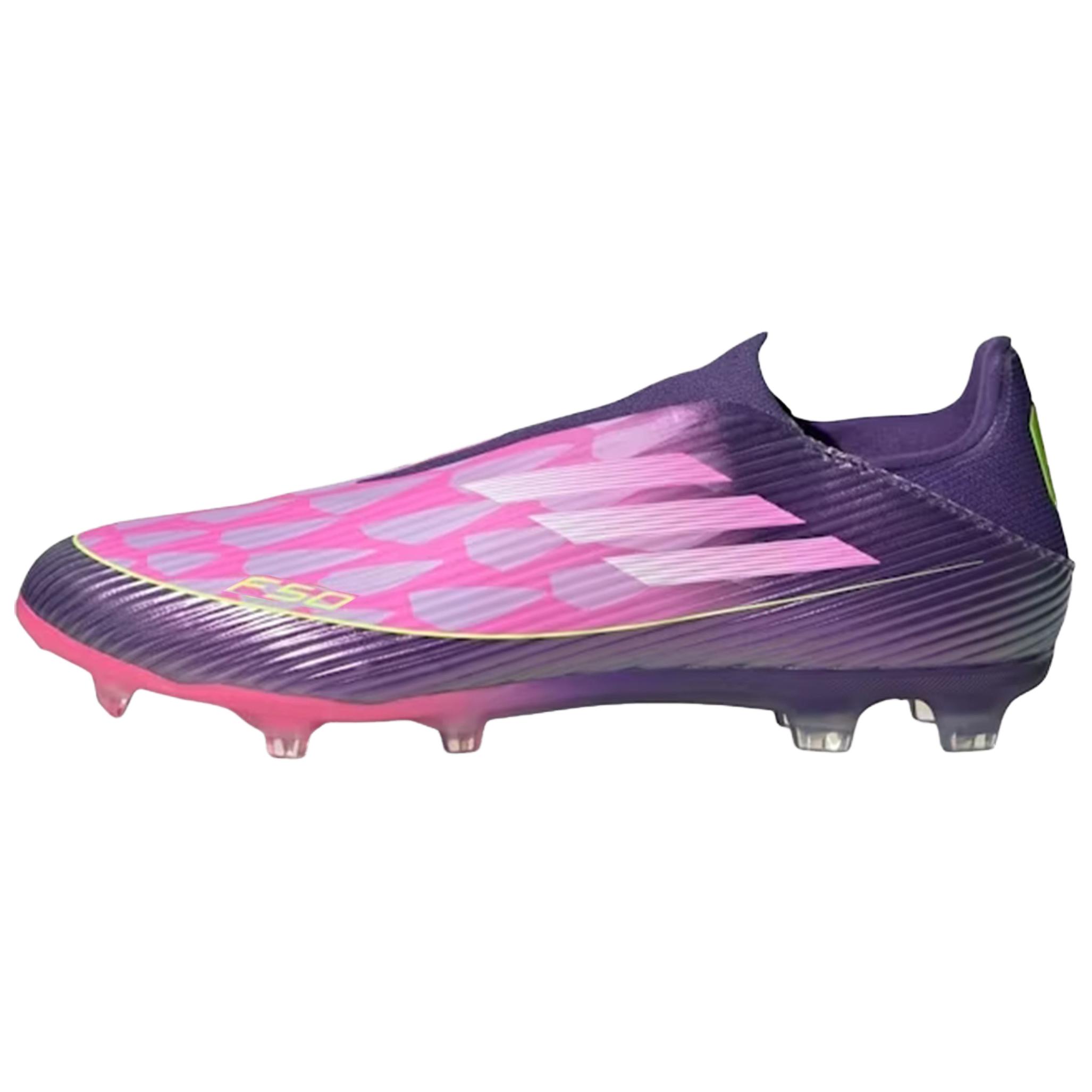 adidas × Lamine Yamal F50 Laceless FG/MG Soccer Cleats Purple Pink Mens. JQ9730