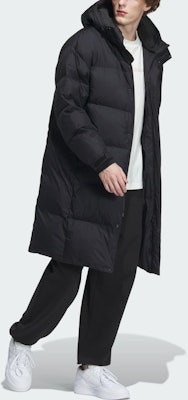 adidas Black Climawarm Hooded Water-Resistant Down Jacket 650 Fill Power. IL8930 Details for adidas Black Climawarm Hooded Water-Resistant Down Jacket 650 Fill Power. IL8930