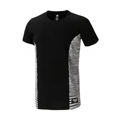 adidas Black Colorblock Ribbed Crewneck Casual Sports T-Shirt. DY2020