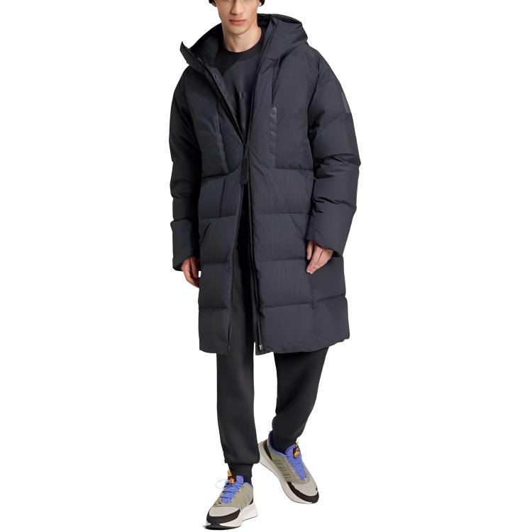 Lookbook adidas Jaket Hitam Hooded Down - Koleksi Gaya Hidup Serbaguna. IS9049