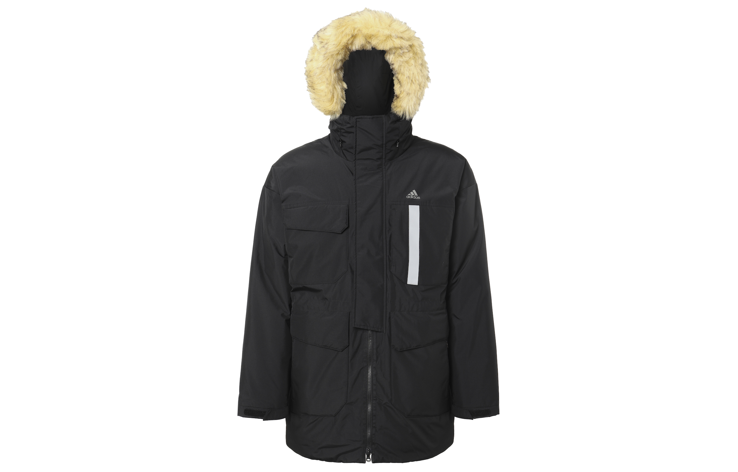 adidas  Black Hooded Parka Down Jacket with Fur Trim - Warm & Windproof. IS0366