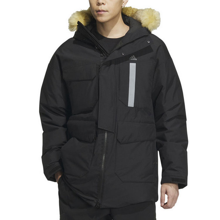 Shop adidas Jaket Parka Hitam Berkerudung dengan Bulu - Hangat & Tahan Angin. IS0366