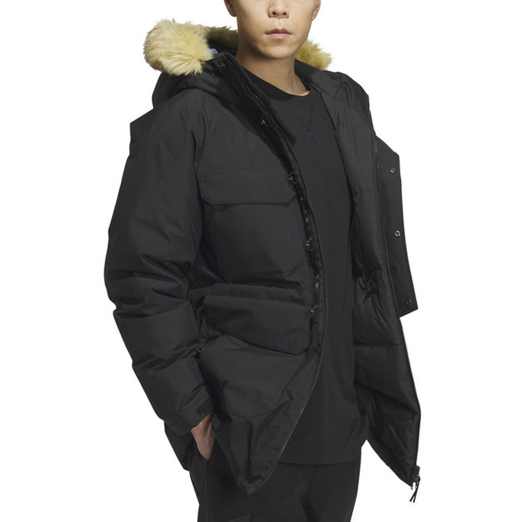 Details for adidas Jaket Parka Hitam Berkerudung dengan Bulu - Hangat & Tahan Angin. IS0366