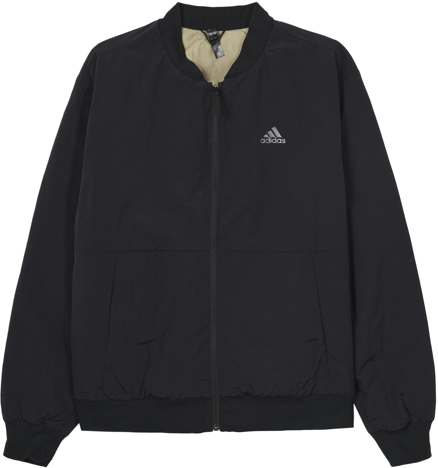 adidas-black-logo-printed-zipper-long-sleeve-down-jacket-hn-2140