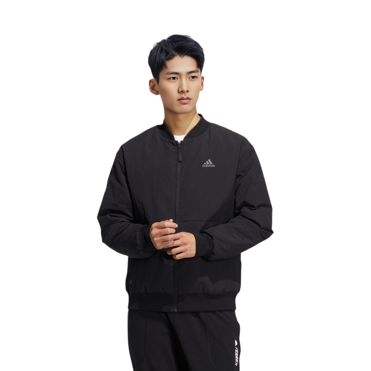 Purchase adidas 黑色Logo印花拉鍊長袖羽絨外套 HN2140