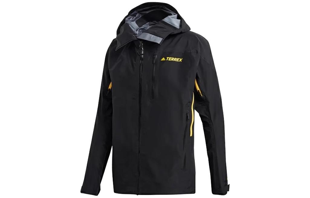 adidas  Black Logo Windproof Waterproof Hooded Zip Jacket GH7370