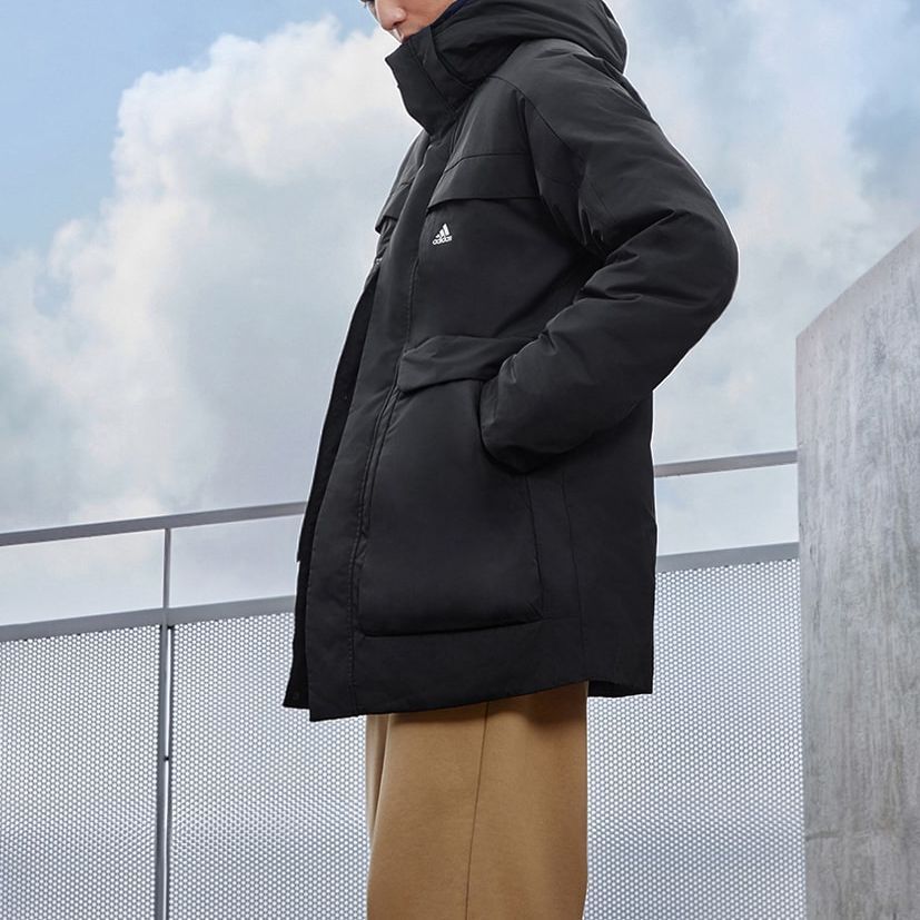Purchase アディダス ブラック ロング ダウン フード付き 防風 撥水 暖かいコート IV7553