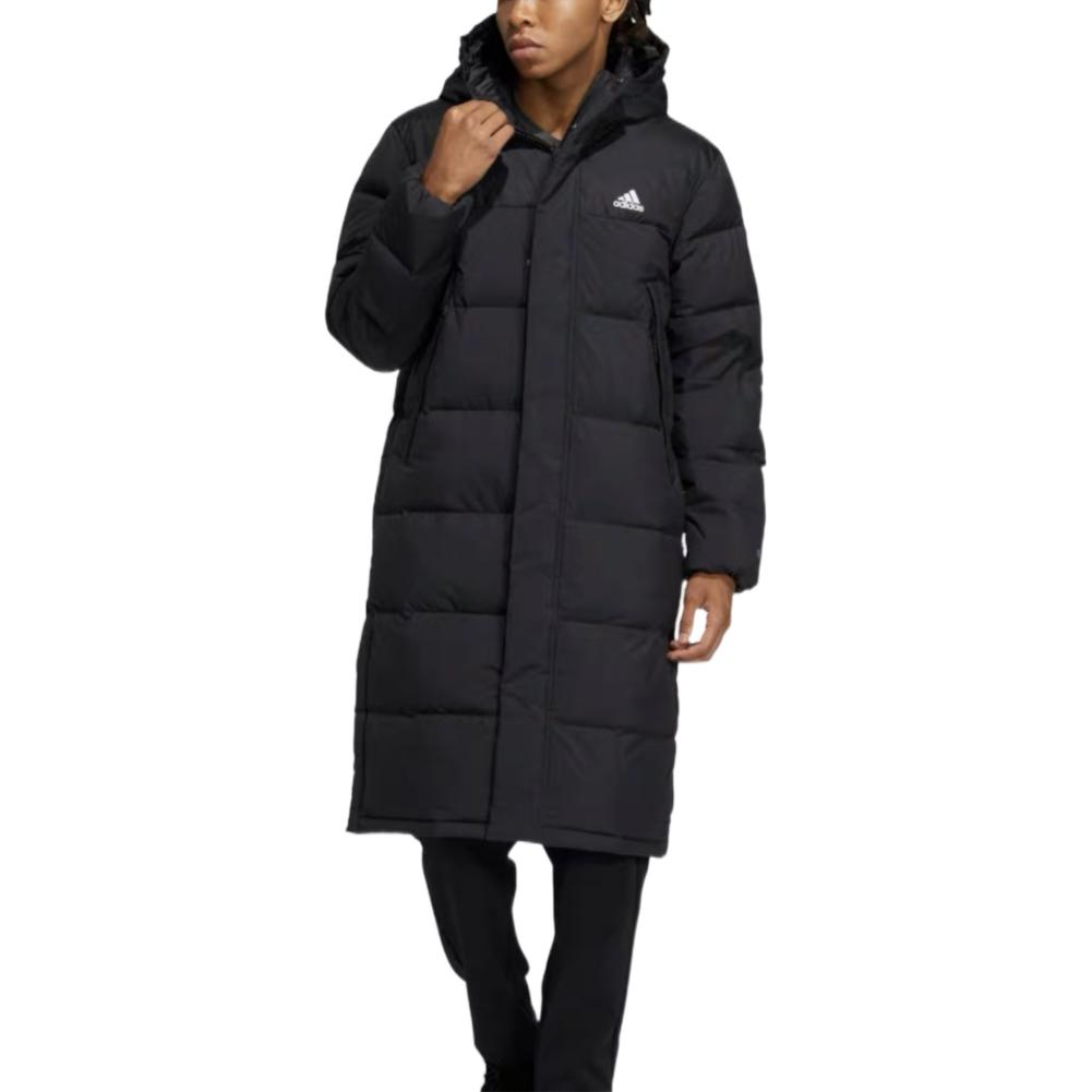 adidas  Black Long Down Jacket with Solid Logo Print Hooded Design. HZ5345 圖 3