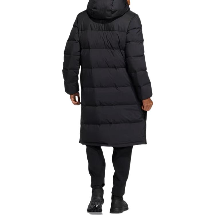 adidas  Black Long Down Jacket with Solid Logo Print Hooded Design. HZ5345 圖 4