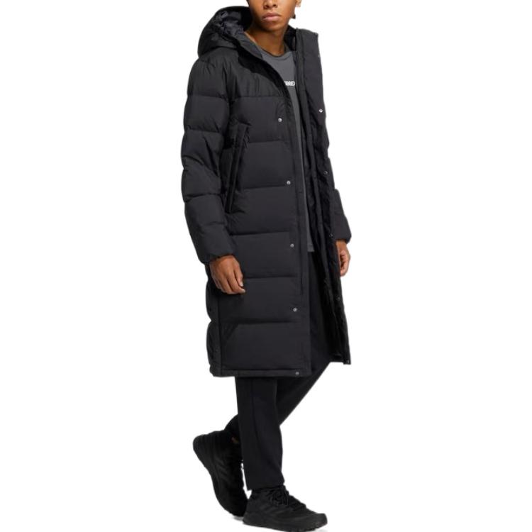 adidas  Black Long Down Jacket with Solid Logo Print Hooded Design. HZ5345 圖 5