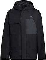 adidas Black Solid Color Hooded Puffer Jacket with Logo Embroidery. HN2135 adidas Black Solid Color Hooded Puffer Jacket with Logo Embroidery. HN2135