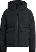 adidas Black Solid Color Hooded Puffer Jacket with Zip. HN9930 adidas Black Solid Color Hooded Puffer Jacket with Zip. HN9930