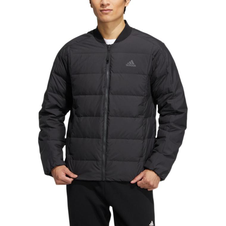 Details for adidas Jaket Puffer Hitam Solid Berkerudung dengan Bordir Logo. HN2135