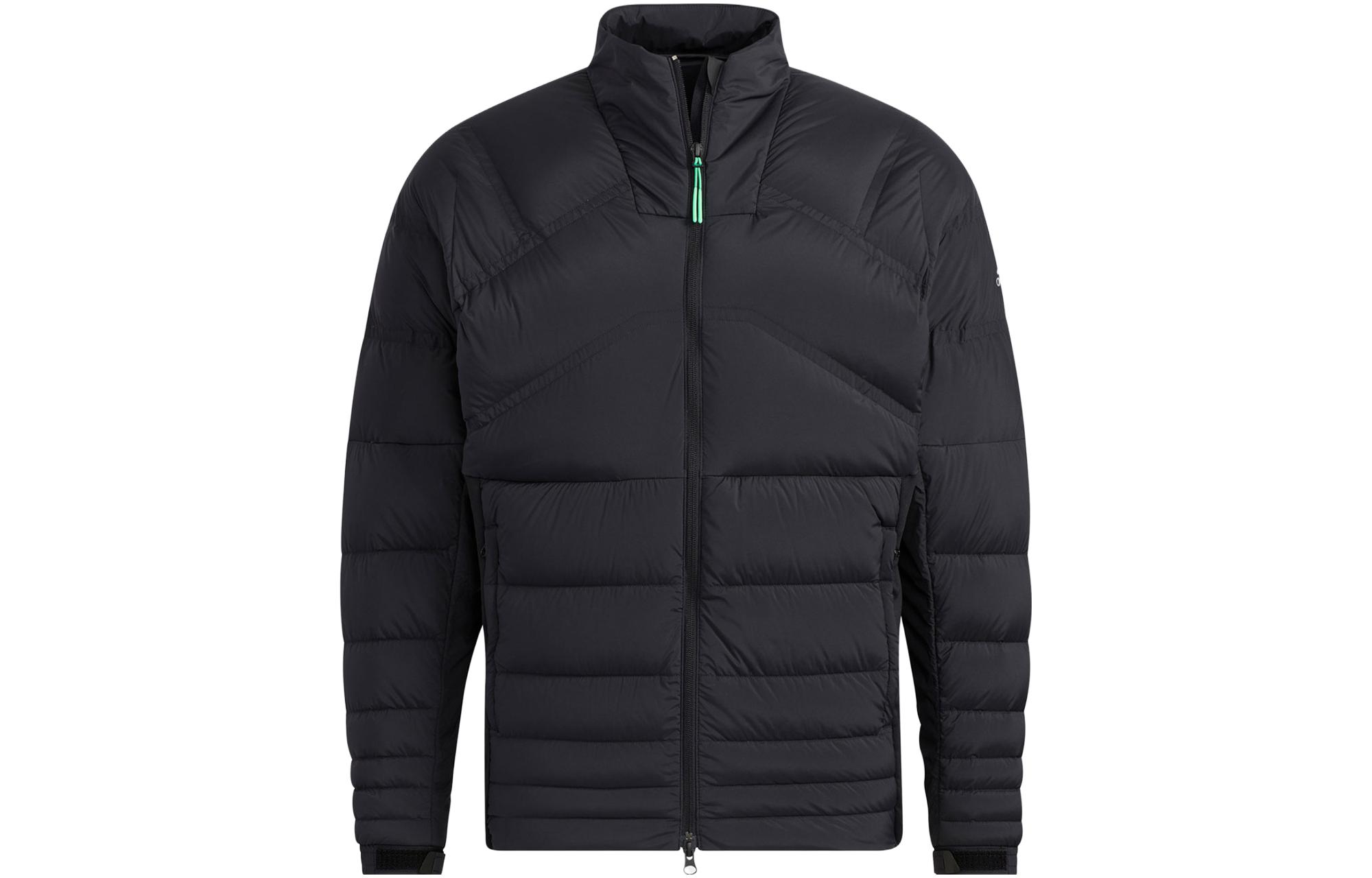 adidas  Black Solid Color Puffer Jacket with Zipper and Stand Collar. GT3417