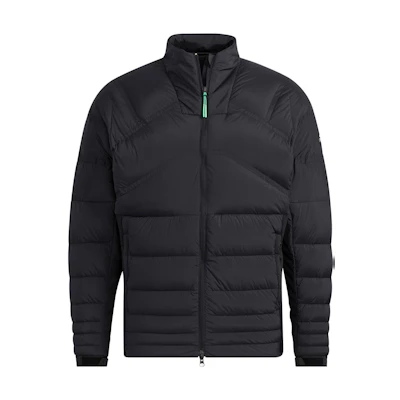 adidas Black Solid Color Puffer Jacket with Zipper and Stand Collar. GT3417