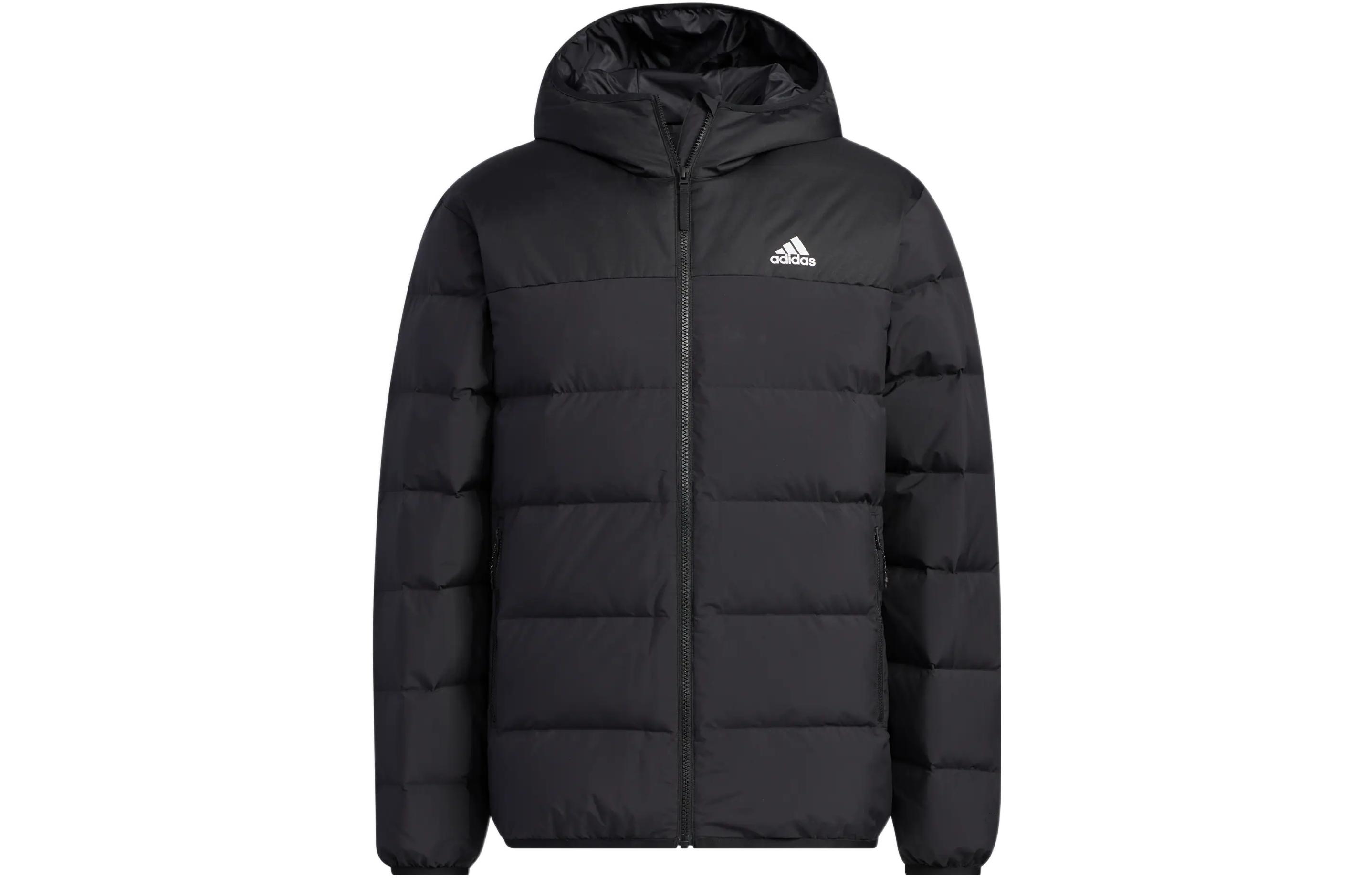 adidas  Black Solid Logo Printed Hooded Down Jacket with Zipper. HZ2597 圖 2