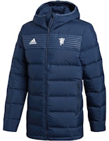 아디다스 블루 프린트 후드 다운 재킷 겨울용 따뜻함. CY6115 Order 아디다스 블루 프린트 후드 다운 재킷 겨울용 따뜻함. CY6115