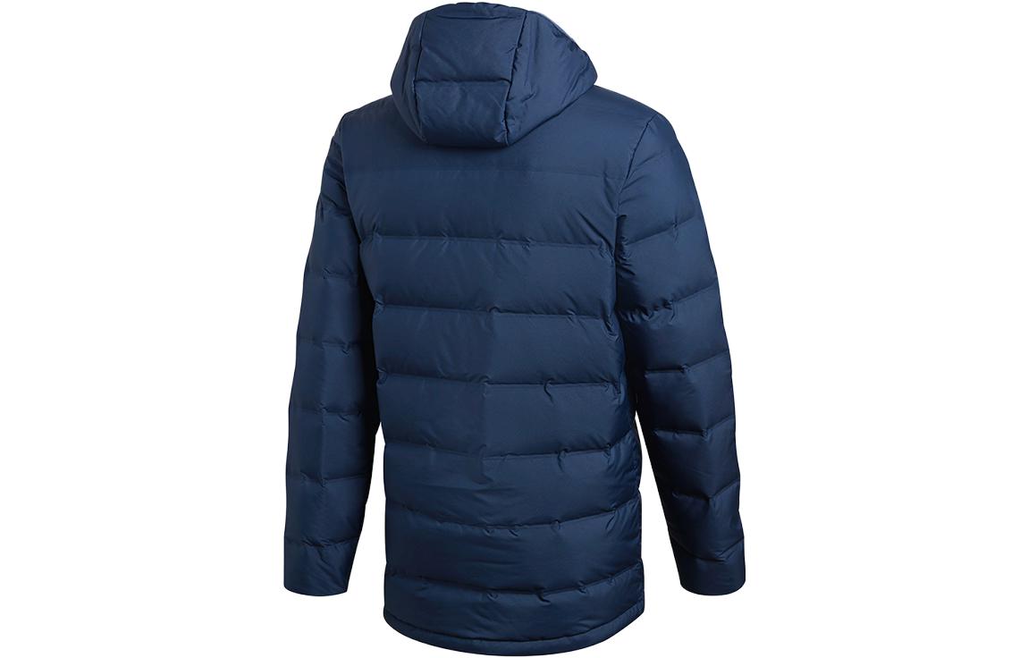 Lookbook 아디다스 블루 프린트 후드 다운 재킷 겨울용 따뜻함. CY6115