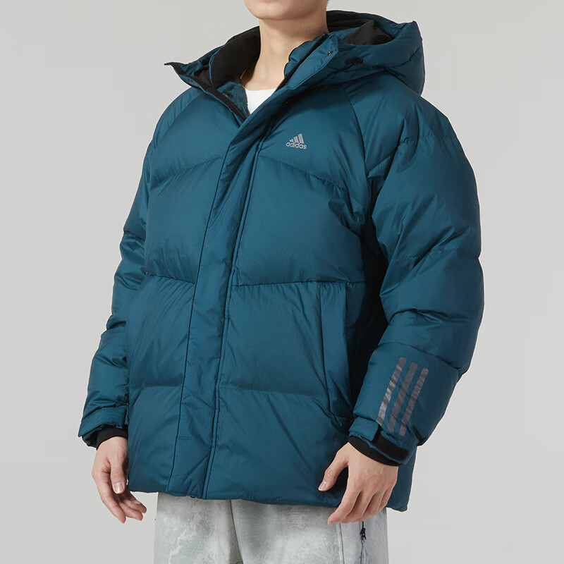 adidas  Blue Three-Stripes Loose-Fit Hooded Down Jacket IL8929 圖 7