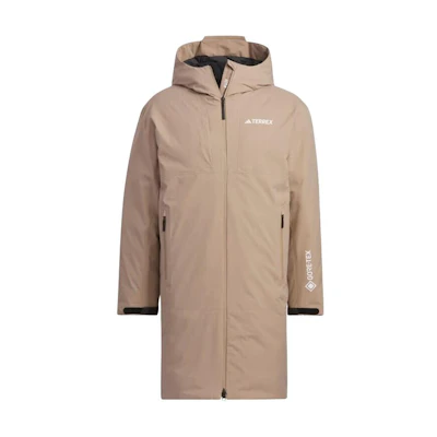 adidas Brown GTX Waterproof Down Jacket with Hood Casual Style. IL8995