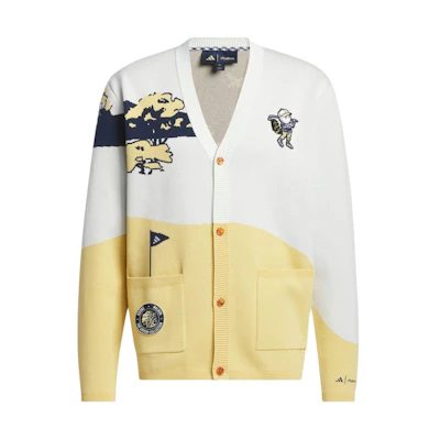 adidas Color-Block Button-Up Knit Sweater Yellow/White. IN9172