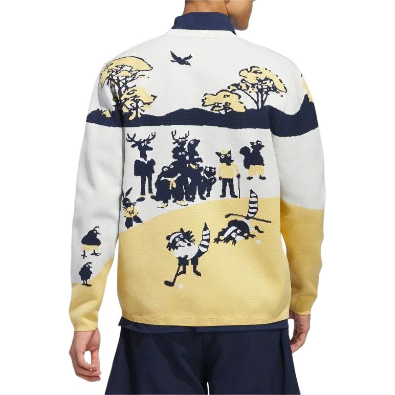 Shop adidas Sweater Rajut Kancing Warna Kuning/Putih. IN9172