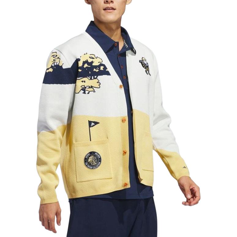 Purchase adidas Sweater Rajut Kancing Warna Kuning/Putih. IN9172