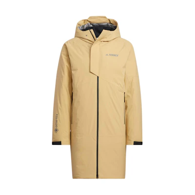 adidas Khaki Detachable Hood Puffer Jacket with Logo Print. HM9718