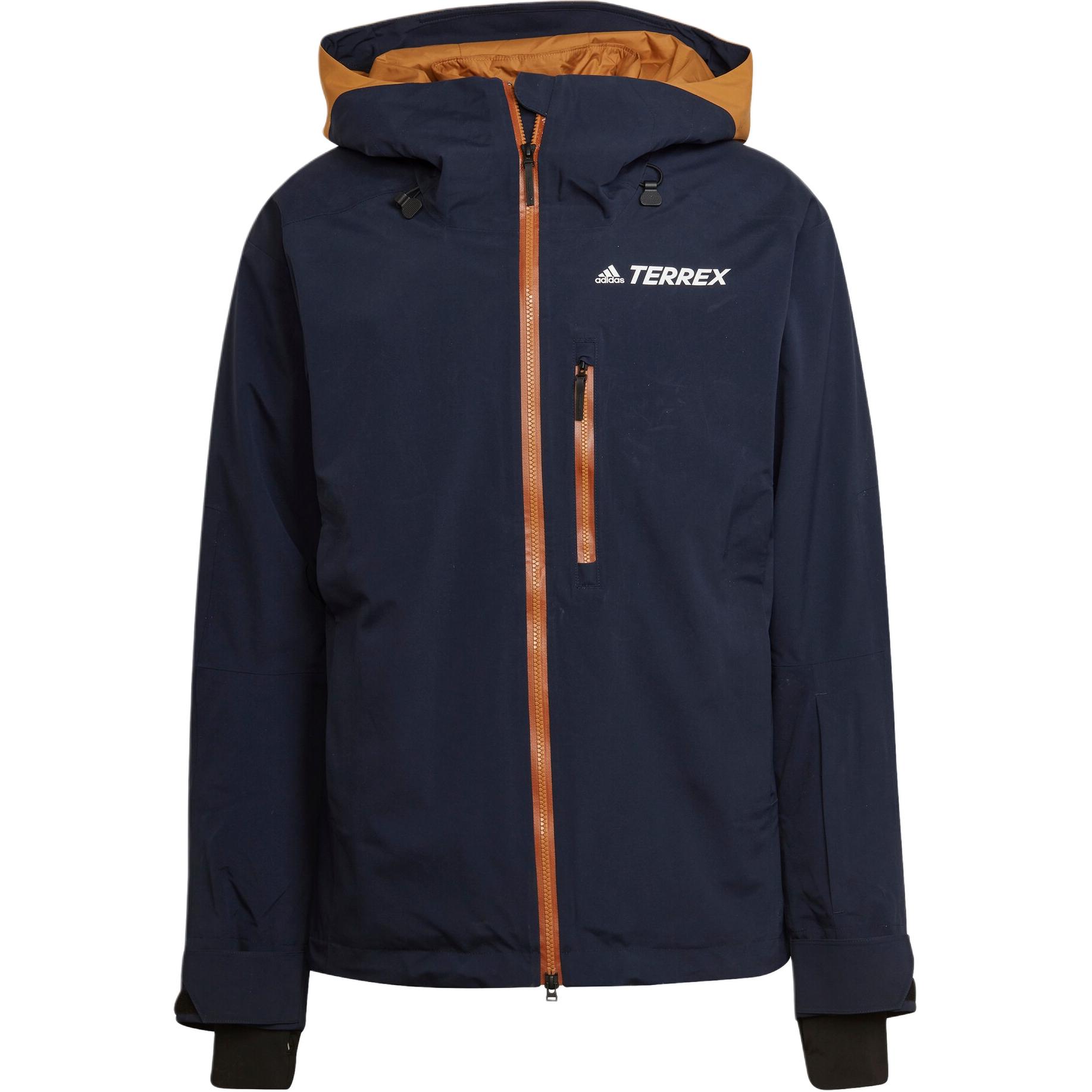 adidas  Navy Blue Logo Print Hooded Straight-Cut Ski Jacket GT2808