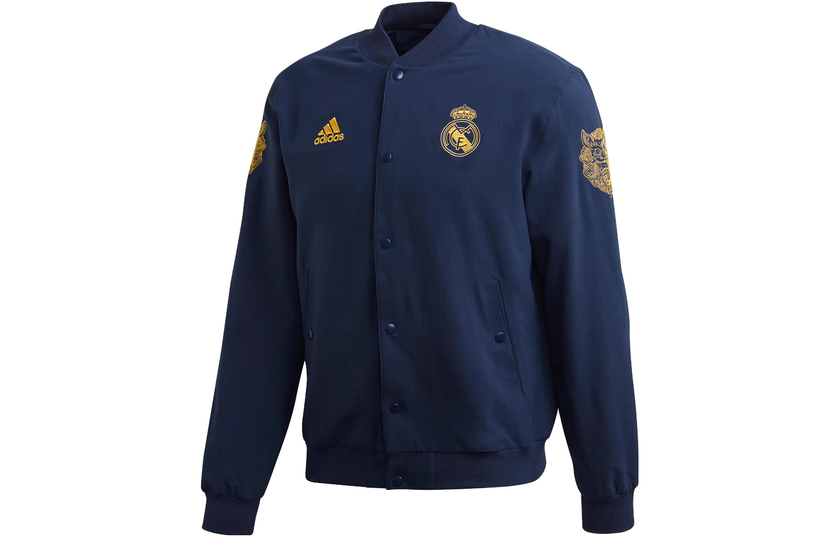 adidas  Navy Blue Long Sleeve Baseball Jacket with Embroidered Logo. FR5569