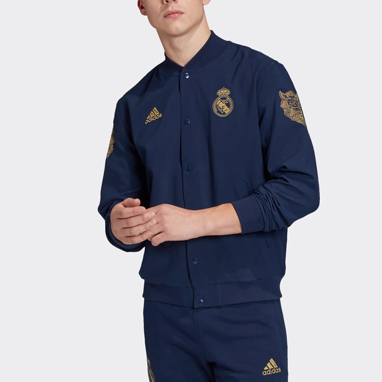 adidas  Navy Blue Long Sleeve Baseball Jacket with Embroidered Logo. FR5569 圖 4