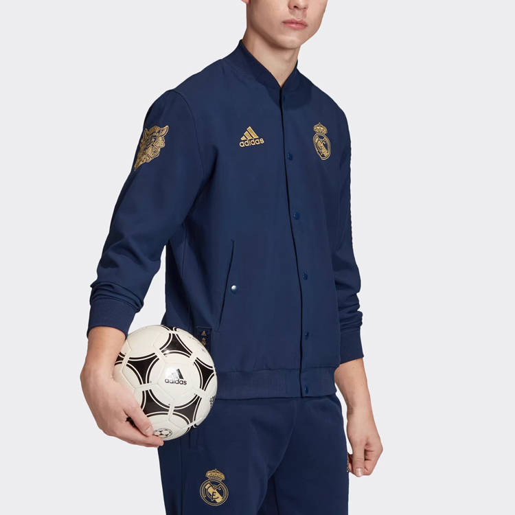 adidas  Navy Blue Long Sleeve Baseball Jacket with Embroidered Logo. FR5569 圖 6