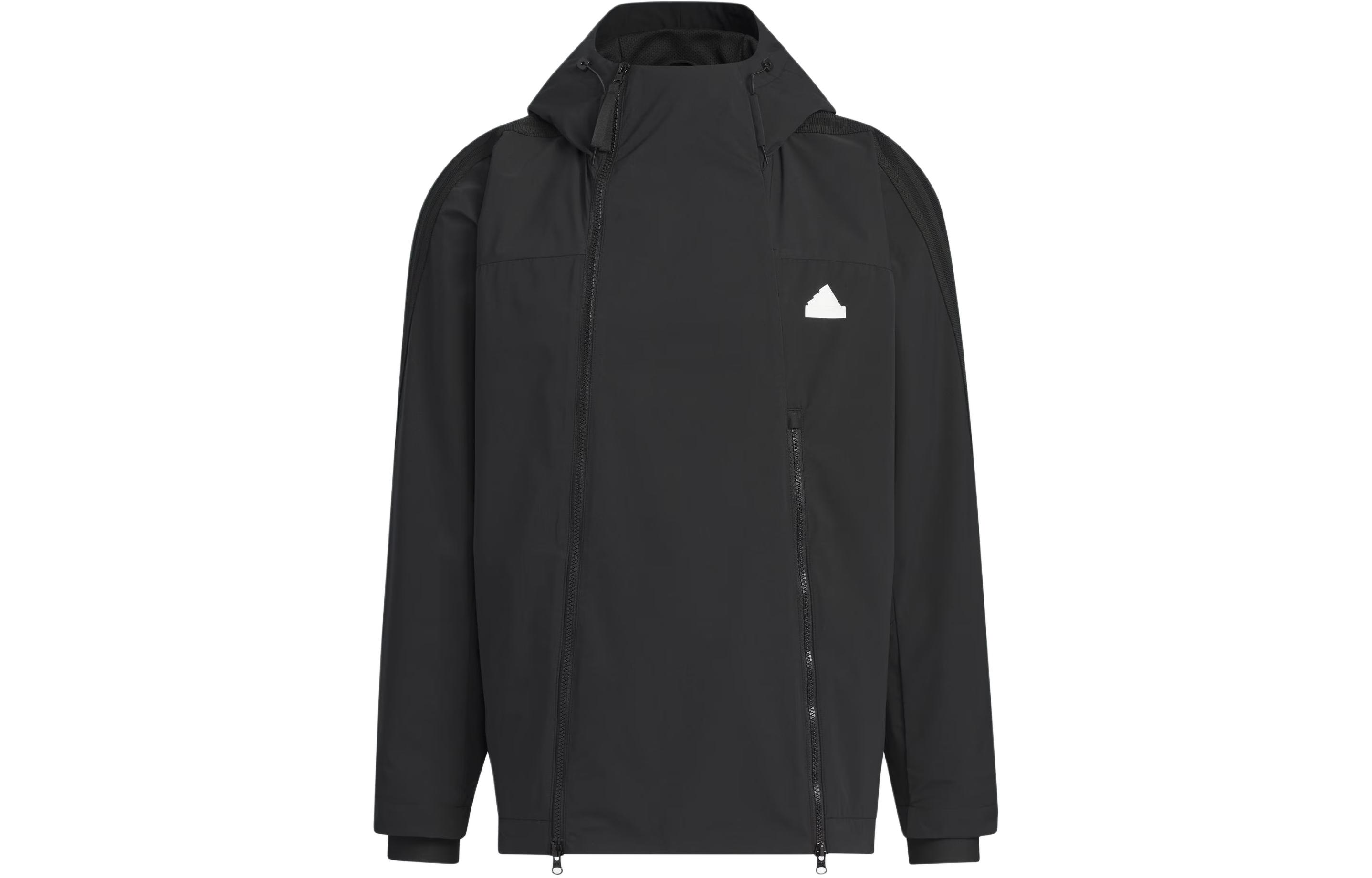 adidas  Solid Logo Fustl Hoodie Jacket Black Casual Sportswear. JE3682