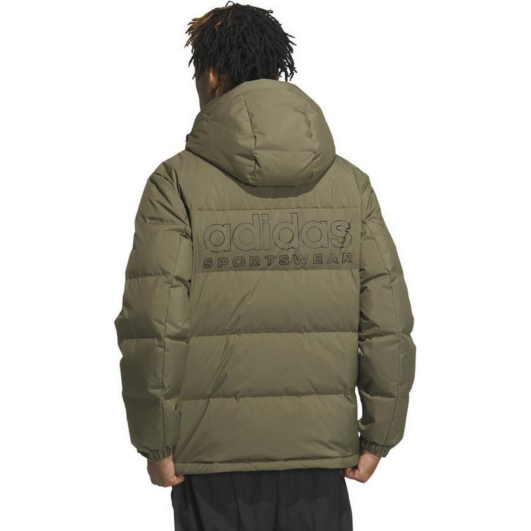 Purchase 아디다스 솔리드 올리브 그린 후드 다운 재킷 - 캐주얼하고 따뜻한 스타일. IW0781