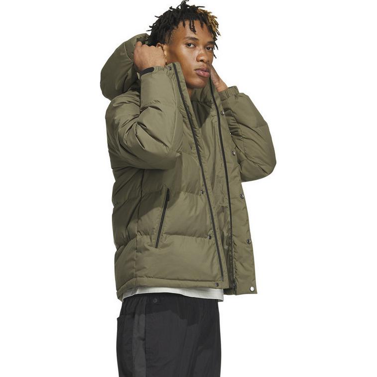 Details for 아디다스 솔리드 올리브 그린 후드 다운 재킷 - 캐주얼하고 따뜻한 스타일. IW0781