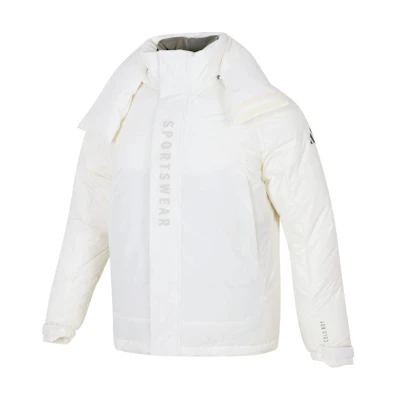 adidas White Hooded Long-Sleeve Puffer Jacket - Sports Lifestyle Series JM4613