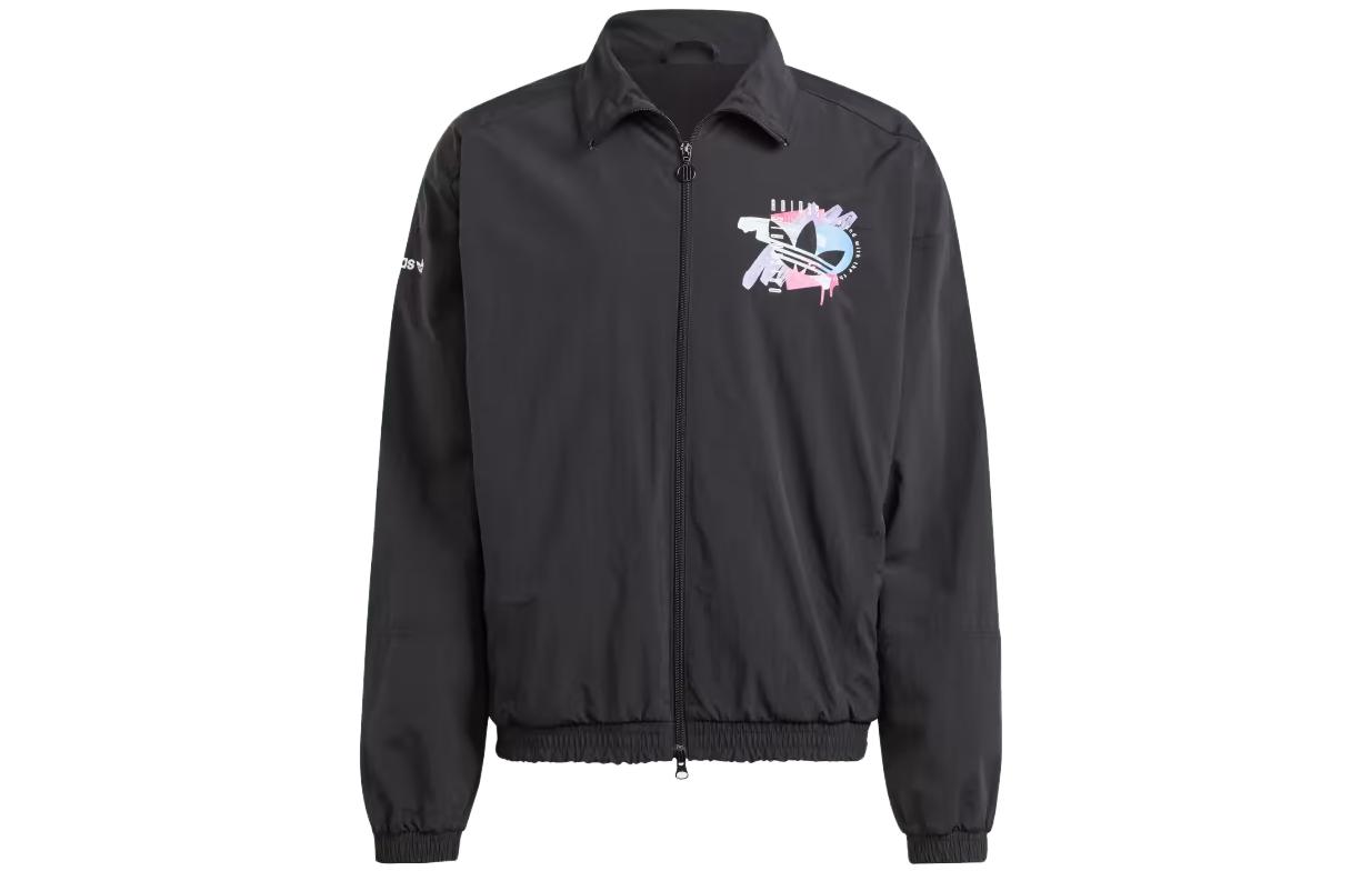 adidas Abstract Geometric Print Long-Sleeve Jacket Black IN2373