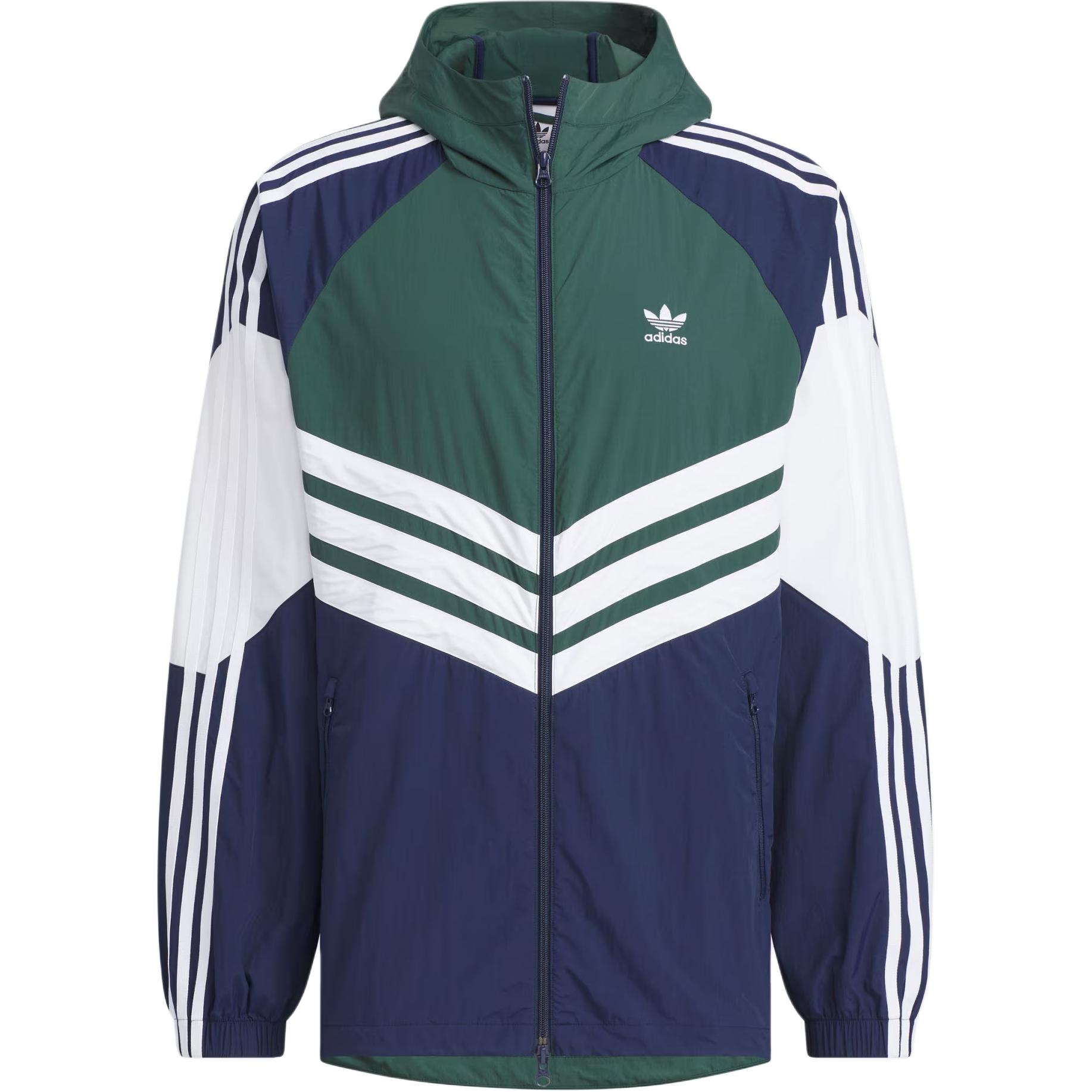 adidas ADC Windbreaker Retro Colorblock Hoodie Jacket White Green JM7261