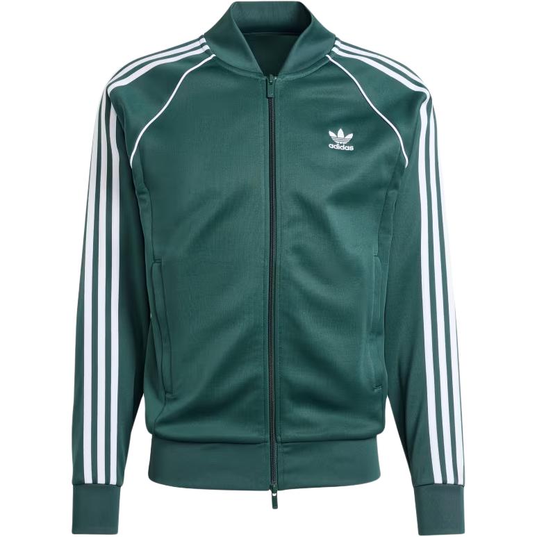 adidas Adicolor Classics SST Track Jacket Mineral Green Ribbed Long Sleeve IY9857