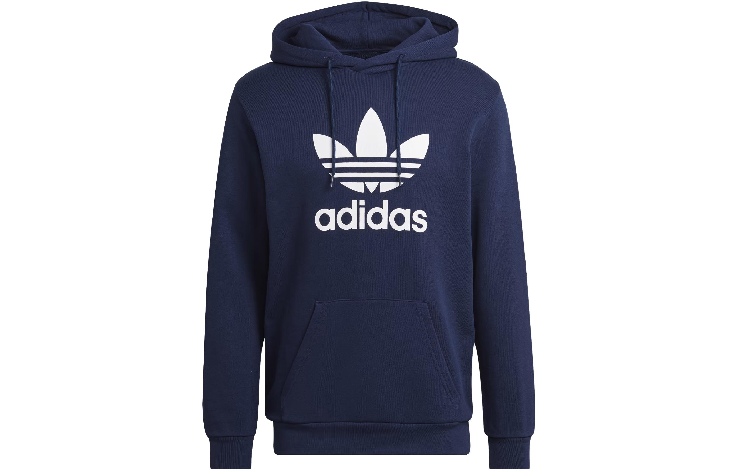 adidas Adicolor Classics Trefoil Hoodie Blue Logo Print Long Sleeve HK5298