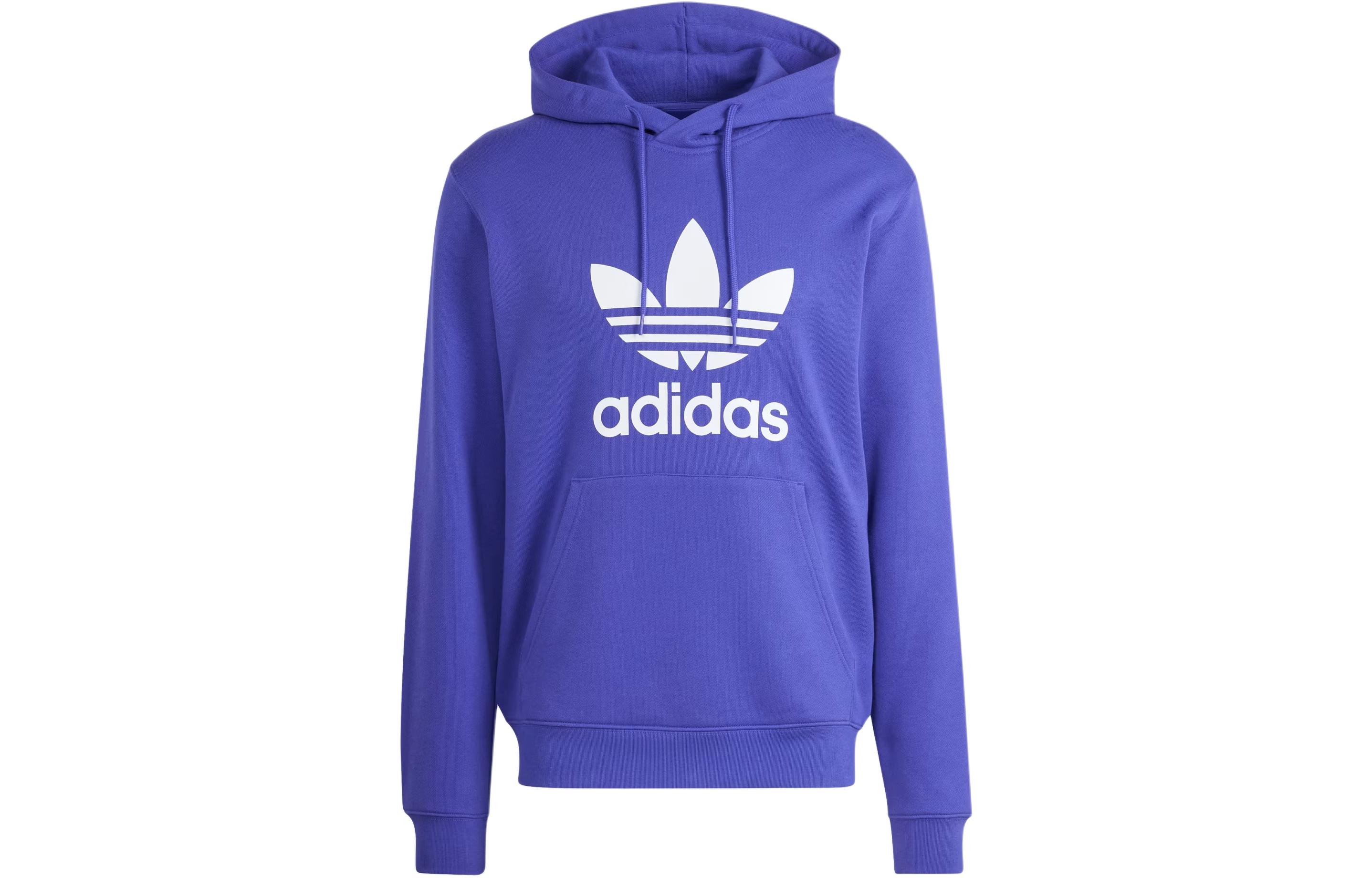 adidas Adicolor Classics Trefoil Hoodie Logo Print Blue Purple IM9398