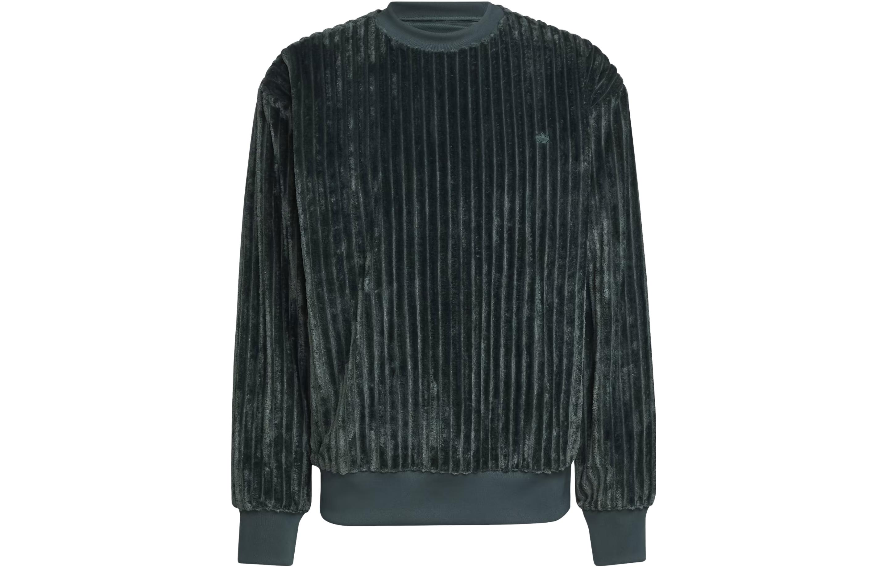 adidas Adicolor Contempo 3D Crew Sweatshirt Mineral Green Ribbed Long Sleeve HK7460